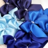 DETAILS LOVING - 10PCS WIDE RIBBON BOWS WITH PEARL blue SHADES
